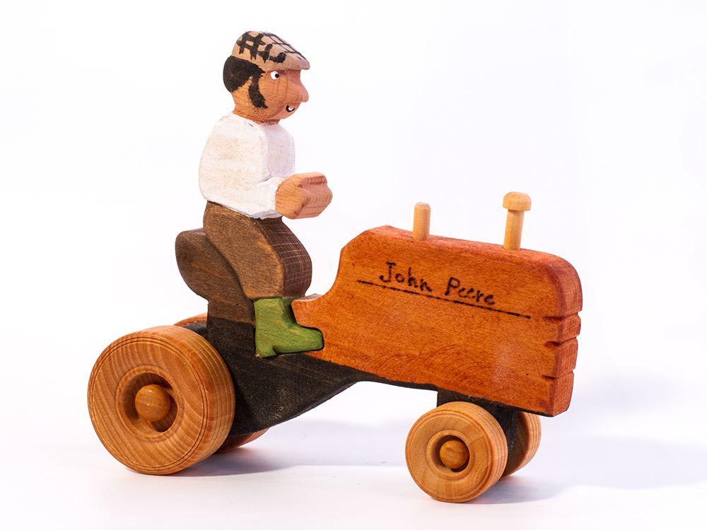 Pete On His Tractor Wooden Toys Handmade In Ireland